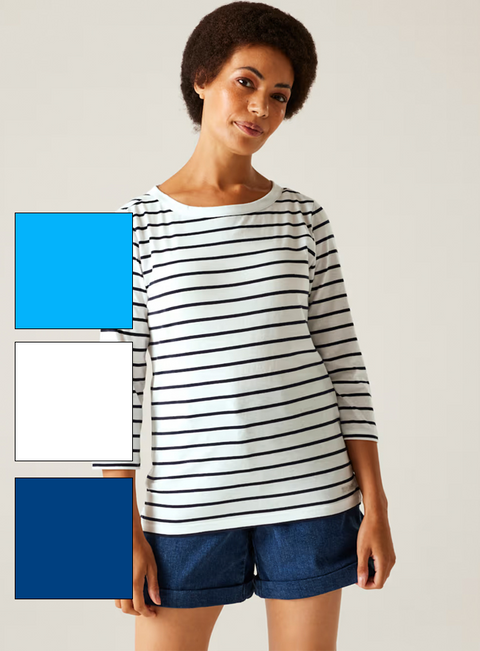 Regatta Women's Bayletta Tee II in White Blue Navy
