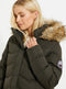 Threadbare Woodie Hooded Short Padded Jacket With Faux Fur Trim