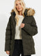 Threadbare Woodie Hooded Short Padded Jacket With Faux Fur Trim