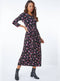 Ex Roman Black Floral Print Pocket Detail Midi Dress
