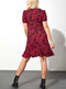 Ex Roman Red Floral Print Ruched V-Neck Skater Dress