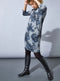 Ex Roman Grey Floral Print Cocoon Pocket Front Dress