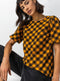 Ex Roman Ladies Yellow Check Print Puff Sleeve Blouse