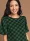 Ex Roman Ladies Green Black Check Print Puff Sleeve Top