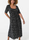 Ex Roman Black Curve Ditsy Spot Print Midi Dress