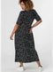 Ex Roman Black Curve Ditsy Spot Print Midi Dress