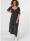Ex Roman Black Curve Ditsy Spot Print Midi Dress