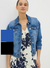 Ladies Cotton Stretch Denim Jacket In Blue And Black