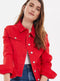 Threadbare Ladies Rome Cotton Denim Jacket Pink Blue Sage Red