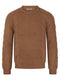 Mens Cable Knit Soft Feel Jumper In Brown & Plum Part Wool