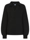 Ladies V Neck Ribbed Collared Cable Knit Jumper