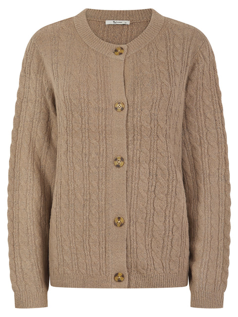 Ladies Cable Knit Design Button Front Cardigan