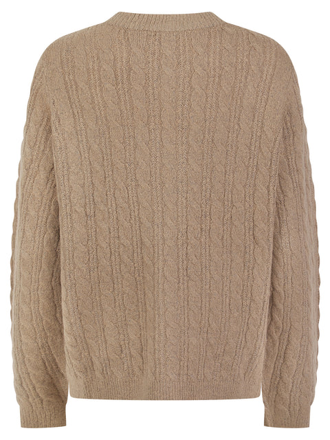 Ladies Cable Knit Design Button Front Cardigan