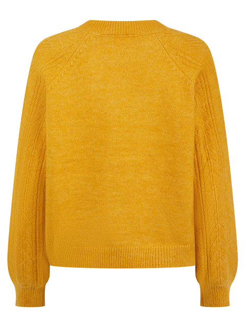 Ladies Naf Naf Mustard Yellow Cable knit Jumper
