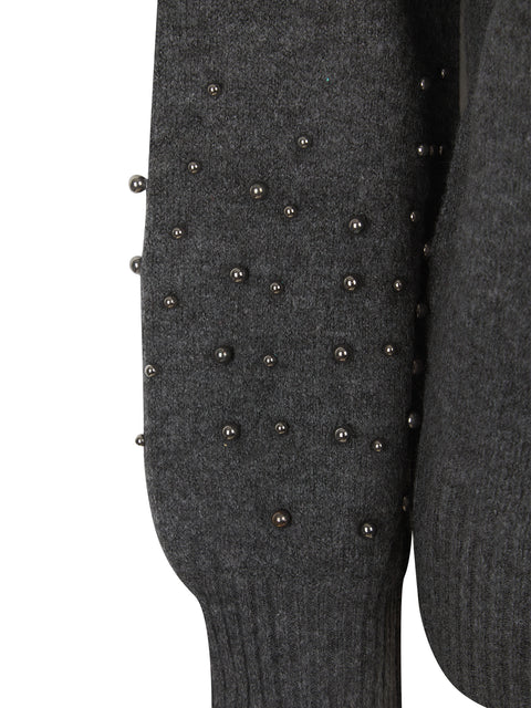 Ladies Soft Feel Pearl Sleeve Turtleneck Knit Jumper
