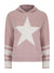 Ladies Pink Star Print Hooded Lightweight Jumper Top