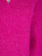Ladies V Neck Ribbed Collared Cable Knit Jumper Pink / Purple