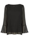 Ladies Pleated Long Sleeve Sheer Arm Blouse 4 Colours