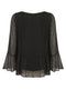 Ladies Pleated Long Sleeve Sheer Arm Blouse 4 Colours