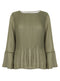 Ladies Pleated Long Sleeve Sheer Arm Blouse 4 Colours