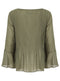 Ladies Pleated Long Sleeve Sheer Arm Blouse 4 Colours