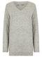 Ladies V Neck Soft Feel Knit Jumper In Blue & Grey