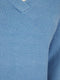 Ladies V Neck Soft Feel Knit Jumper In Blue & Grey