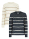 Ladies Camaieu Cotton Stripe Knit Jumper In Blue & Cream