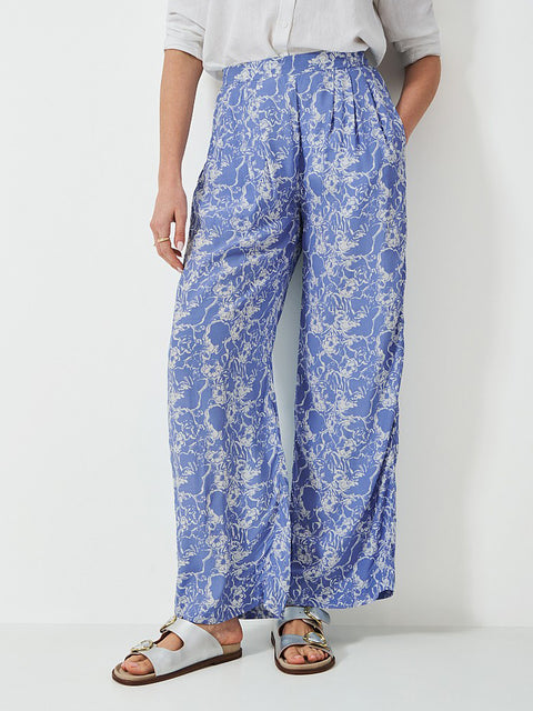 Ladies Ex Crew Clothing Dion Wide Leg Trousers Pop Blue