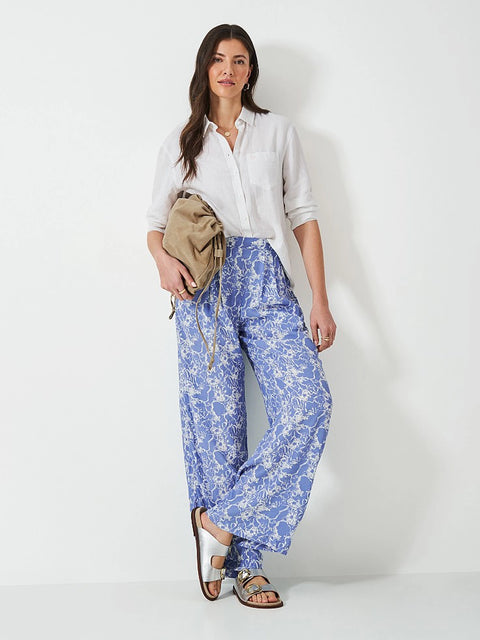 Ladies Ex Crew Clothing Dion Wide Leg Trousers Pop Blue