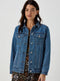 Ex Papapya Midwash Oversized Denim Jacket Blue Black