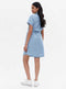 Ladies Pale Blue Denim Tie Waist Mini Shirt Dress