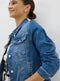 Ladies Cotton Stretch Denim Jacket In Blue And Black
