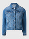 Ladies Cotton Stretch Denim Jacket In Blue And Black