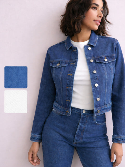 Ladies Fuller Bust Denim Trucker 100% Cotton Jacket