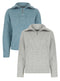 Ladies Ex Dunnes Half Zip Cable Jumper Grey Blue