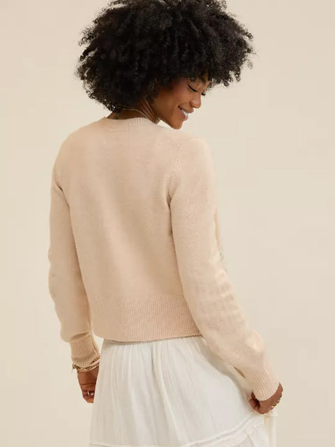 Ladies Aerie Softest Classic Cardigan Floral Embroidered