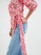 Ladies Pink Patterned Wrap Front Top