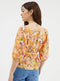 Ladies Yellow Floral Wrap Front Blouse