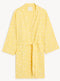 Ladies Pure Cotton Waffle Dressing Gown Floral Print Pink Yellow