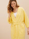 Ladies Pure Cotton Waffle Dressing Gown Floral Print Pink Yellow