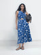 Ex Hush Front Gathered Cotton Dress Blue
