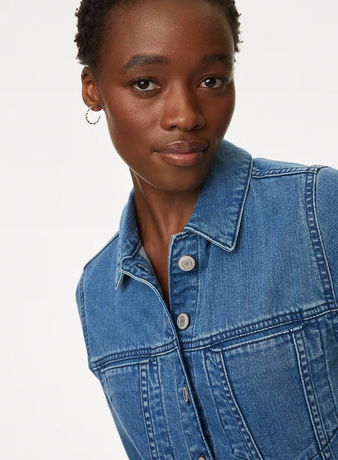 Ladies Blue Denim Belted Jumpsuit