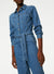 Ladies Blue Denim Belted Jumpsuit