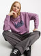 Ladies Ex Lee Jeans logo sweatshirt in purple / off white