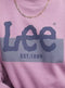 Ladies Ex Lee Jeans logo sweatshirt in purple / off white