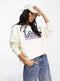 Ladies Ex Lee Jeans logo sweatshirt in purple / off white