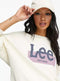Ladies Ex Lee Jeans logo sweatshirt in purple / off white