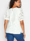 Ex M&Co Ladies White Lace Puff Sleeve Blouse