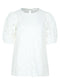 Ex M&Co Ladies White Lace Puff Sleeve Blouse